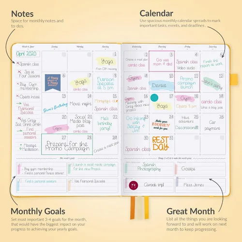 Miniatura 4 de GoGirl Planner Pro: Agenda semanal y organizador con diseño horizontal + páginas de seguimiento de presupuestos y gastos, diario de objetivos, sin