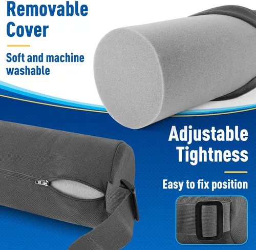 Miniatura 4 de CushZone Cojín de asiento, almohada de soporte de rollo lumbar para silla de oficina, automóvil, silla de juegos, cojín de respaldo de espuma Gris