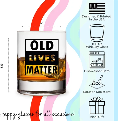 Miniatura 5 de Old Lives Matter - Vaso de whisky escocés, 11 onzas, divertidos regalos de jubilación o cumpleaños para hombres, regalo único para papá, abuelo