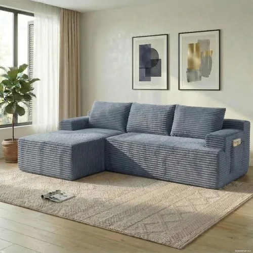 Miniatura 41 de Sofá modular Cloud de 108 pulgadas, moderno sofá deshuesado con otomana móvil, sofá modular de asiento profundo, sofás esquineros de pana para sala
