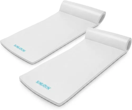 TRC Recreation Sunsation 1.75" Thick Foam Pool Float Lounger, White w/Headrest for Lounging & Sunbathing in Swimming Pools, Beaches & Lakes, 70" x