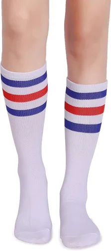 Miniatura 4 de Pareberry calcetines clásicos de algodón suave hasta la pantorrilla, estilo retro, blancos