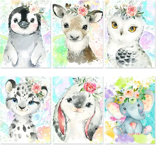 Containlol Juego de 6 piezas de arte de diamantes para niños, lindos animales, arte de diamantes para adultos principiantes, 5D, kit de pintura de