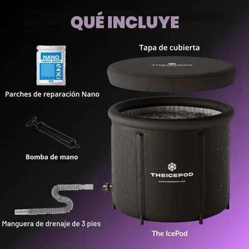 Miniatura 6 de The Pod Company Bañera de hielo estándar, bañera de inmersión fría de 84 galones con tapa de cubierta, bañera inflable portátil para adultos