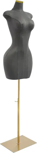Miniatura 15 de Vestido de maniquí femenino con forma de torso, 59 a 79 pulgadas de altura ajustable, cuerpo de maniquí con soporte de metal y base rectangular