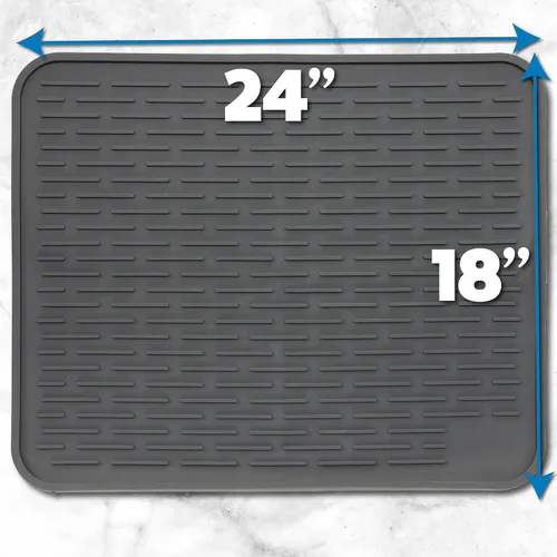 Miniatura 4 de Tapete de secado de platos de silicona XXL para encimera de cocina o debajo del fregadero, 24 x 18 pulgadas, extragrande, tapete impermeable