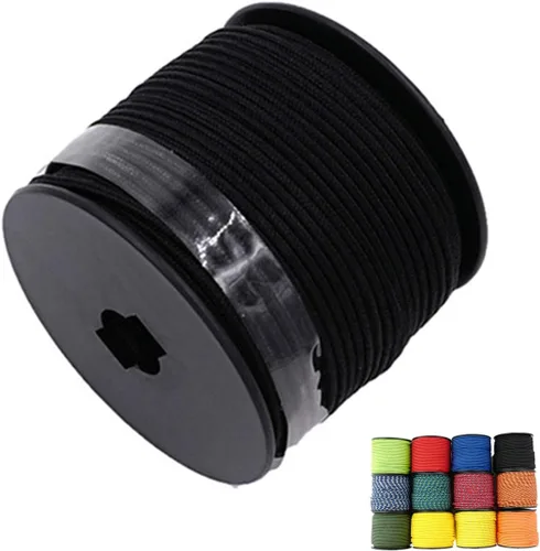 Miniatura 20 de Cuerda de nailon trenzada sólida de 1/8 pulgadas (3mm) de 164 pies, cordón paracord de 5 hebras, cuerda delgada para manualidades, multiusos