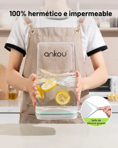 Miniatura 3 de Ankou Recipiente hermético de almacenamiento de alimentos con tapa y cuchara de 4.4 fl oz, 4 L/4.2 cuartos de galón sin BPA, contenedor de arroz