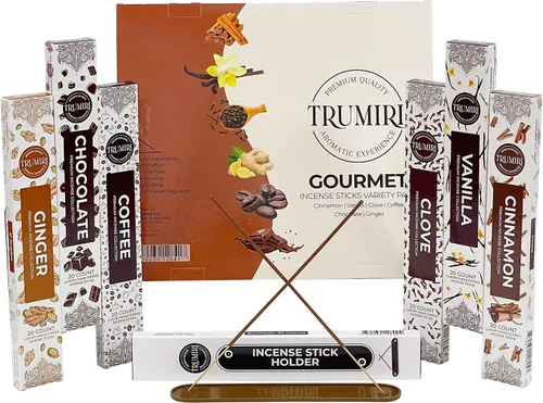 Miniatura 5 de Paquete variado de varitas de incienso gourmet - 120 varillas (6 fragancias x 20 varillas) - Canela, Vainilla, Café, Chocolate - Varillas