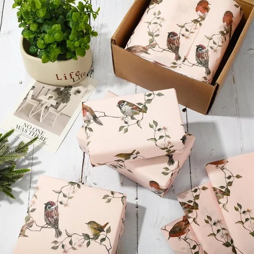 Miniatura 4 de JarThenaAMCS 60 hojas de papel de seda de pájaro, rama de pájaro, papel de regalo decorativo para manualidades, manualidades, primavera, boda
