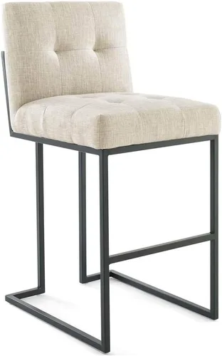 Miniatura 12 de Modway Privy Taburete tapizado de tela de acero inoxidable negro, beige