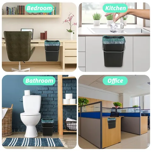 Miniatura 7 de WOPPLXY Bote de basura colgante con tapa, 3.2 galones con tapa, cubo de basura colgante de pared para armario, debajo del fregadero, baño