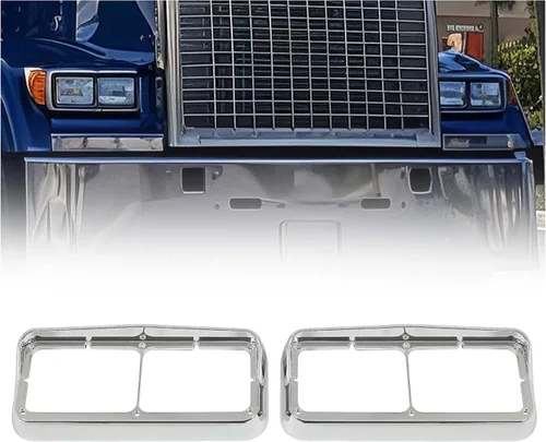 HECASA Par de marco de faros con visera compatible con Kenworth T400 T600 T800 W900B W900L Peterbilt 378 379 Western Star 4900 Freightliner FLD