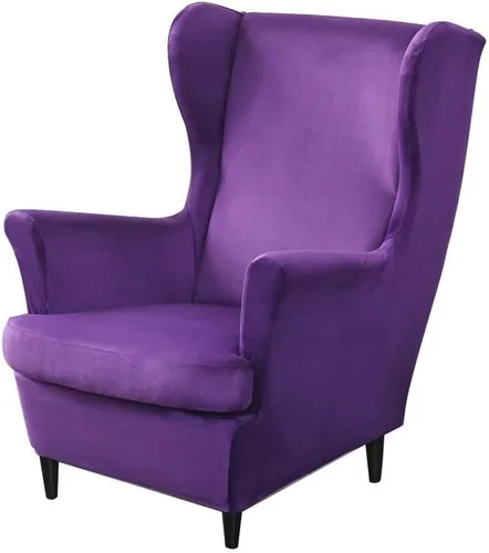 Miniatura 10 de OBCREAT Fundas para silla Wingback, 2 piezas de terciopelo elástico con respaldo de ala, fundas de sofá para silla de ala suave con parte inferior