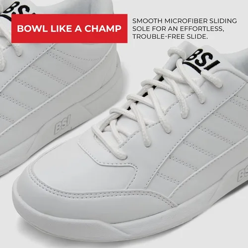 Miniatura 4 de BSI Youth Boys Sport Bowling Shoe - Lightweight Leather Shoes with Cushioned Support, WhiteBlack, Kids