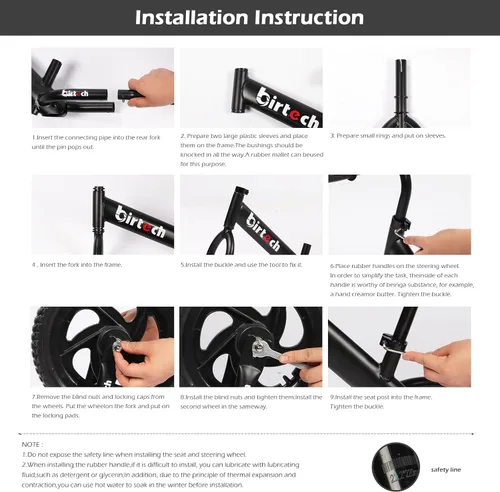 Miniatura 7 de Birtech Bicicleta de equilibrio para niños de 2, 3, 4, 5 años, bicicleta de equilibrio para niños de 12 pulgadas, juguetes para interiores