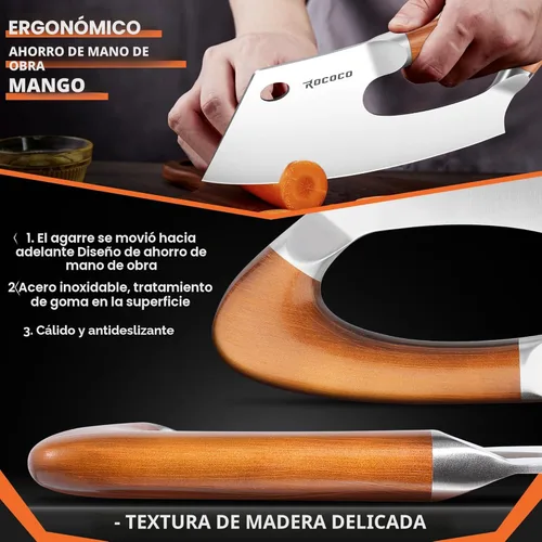 Miniatura 6 de ROCOCO Cuchillo de carnicería para carne Cuchillo único que ahorra esfuerzo Cuchillo de cocina profesional Cuchillos de chef de acero inoxidable