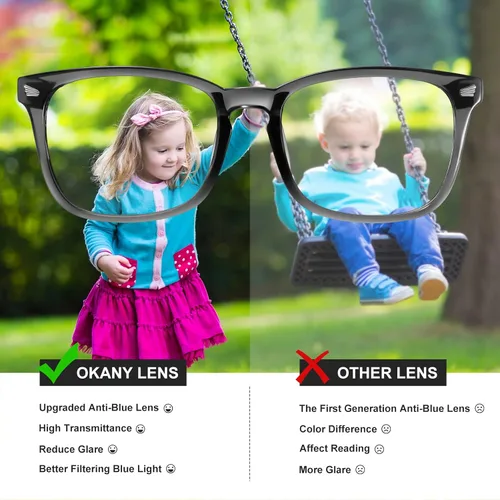 Miniatura 5 de Okany Gafas de luz azul para niños, paquete de 3 gafas de bloqueo de luz azul para niñas y niños, gafas de pantalla de juegos de computadora, Gris