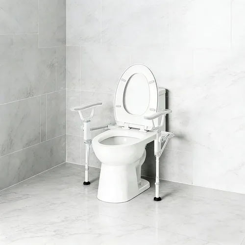 Miniatura 7 de AbyssZen Rieles de seguridad plegables para inodoro, marco de soporte de baño ajustable con brazos plegables para ancianos, personas mayores
