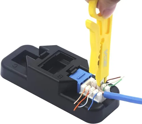 Miniatura 7 de VCE Paquete de 25 insertos de conector Keystone de 90 grados Cat6 RJ45 con soporte combinado Keystone Punch Down y mini cortador de cables