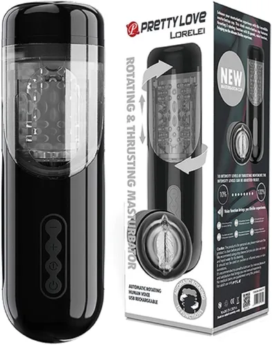 Miniatura 5 de Pretty Love Lorelei Masturbador giratorio y de empuje - Negro