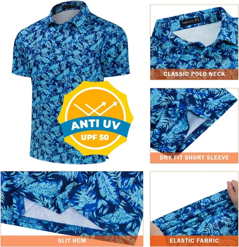 Miniatura 127 de TAPULCO Camisetas tipo polo de secado rápido para hombre, diseño de camuflaje, atléticas, ligeras, transpirables, casuales, para golf