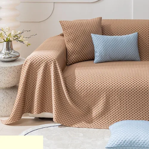 Funda para sofá de sala de estar, color liso café con textura granular, fundas de sofá para mascotas, poliéster, 73 pulgadas de ancho x 35 pulgadas