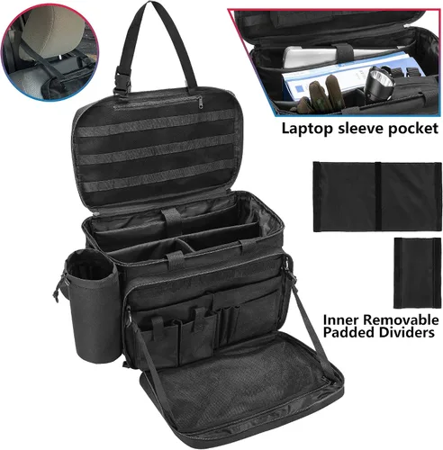 Miniatura 3 de Bolsa de patrulla Trunab para aplicación de la ley, bolsa de servicio policial, organizador de asiento delantero de automóvil compatible con laptop