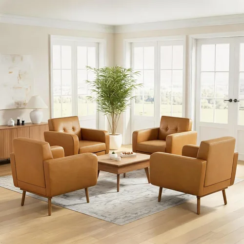 Miniatura 15 de HUIMO Leather Accent Chair, Button Tufted Living Room Chairs Easy to Install, Upholstered Arm Chair for Living Room Bedroom Study Office
