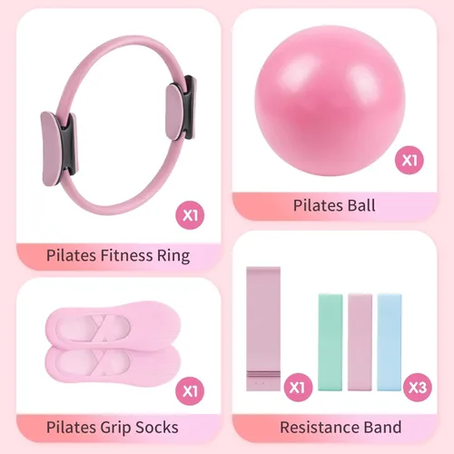 Miniatura 7 de Kit esencial de pilates – Juego de equipo de pilates para el hogar – con anillo de pilates tonificante y bandas de resistencia largas y bandas