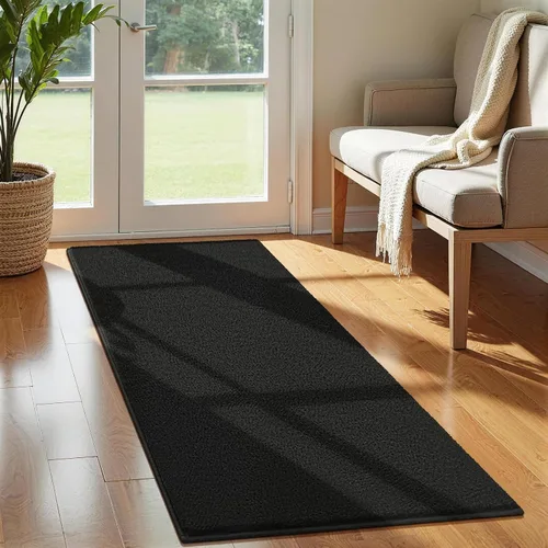 Vasofe Alfombra de pasillo negra de 2 x 4 pulgadas, alfombra antideslizante de espuma viscoelástica gruesa para interiores, para guardería,