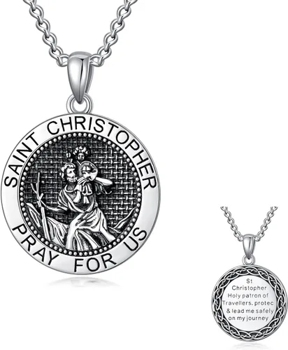 Miniatura 8 de CEKAMA - Collar de plata de ley 925 con dije de amuleto para hombres y mujeres, con cadena de 0.098 in, 22 pulgadas + 2 pulgadas