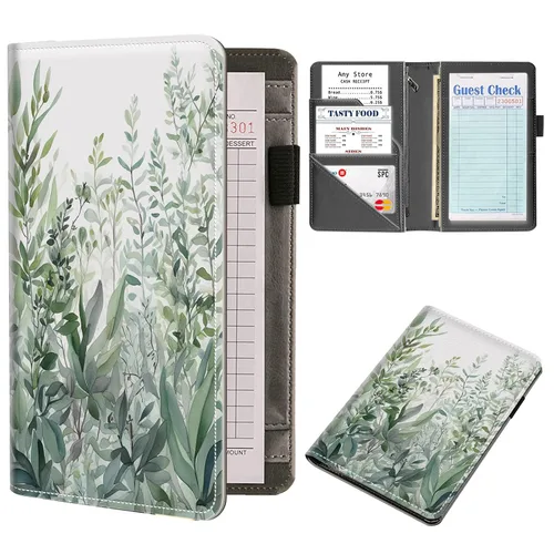 Miniatura 34 de Organizador de libros de servidor, libros de servidor estéticos de mariposa para camarera, organizador de libro de camarero de piel sintética