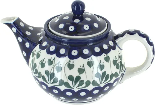 Cerámica polaca Blue Rose - Tetera pequeña Blue Alyce - Capacidad de 3.5 tazas - Servidor de café y té de cerámica polaca pintado a mano