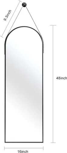 Miniatura 2 de OGCAU Espejo arqueado de longitud completa de 16 x 48 pulgadas para pared, espejo colgante con parte superior arqueada de cuerpo completo o montado