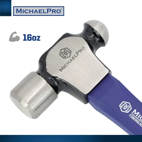 Miniatura 2 de MichaelPro Martillo de bola de 16 onzas, acero forjado de alta calidad, mango de fibra de vidrio, resistente a los golpes y bien equilibrado para un