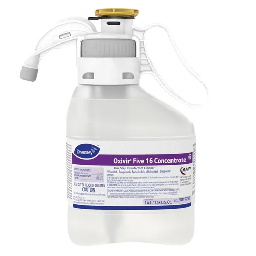 Oxivir Diversey 5019296 Five 16 Limpiador líquido desinfectante de fuerza hospitalaria de un solo paso, peróxido de hidrógeno acelerado, concentrado