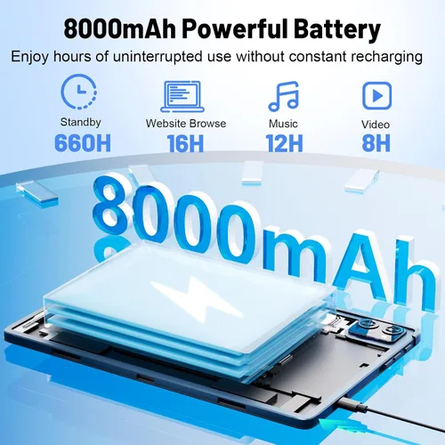Miniatura 4 de Tablet Android, tabletas electrónicas Android 15, 16 GB de RAM, 128 GB ROM 1 TB Expand, Octa-Core, WiFi 5G, cámara de 13 MP+5MP, batería de 8000