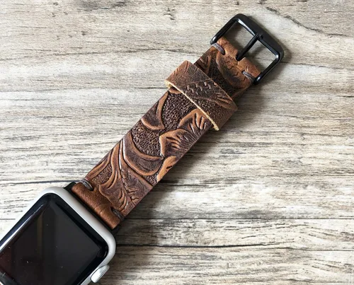 Miniatura 5 de Correa de reloj de cuero para mujer con nombre personalizado compatible con Apple Watch de 1.575 pulgadas, 1.614 pulgadas, 1.496 pulgadas, 1.654