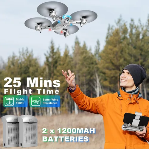 Miniatura 4 de Dron con cámara de 1080P para principiantes, dron plegable con 2 baterías, elevación mejorada, selfie por gestos, vuelo por puntos de referencia