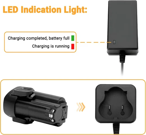 Miniatura 3 de Shentec Cargador de batería de iones de litio de 12 V compatible con Black and Decker 12V BL1110 BL1310 BL1510 LB12 LBX12 LBXR12 estilo Pod