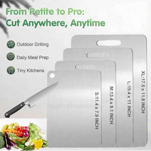 Miniatura 8 de Tabla de corte Katuchef de titanio, 2026 nueva tabla de corte 100% pura de titanio para cocina, tabla de cortar doble cara Titan Cut Pro, apta