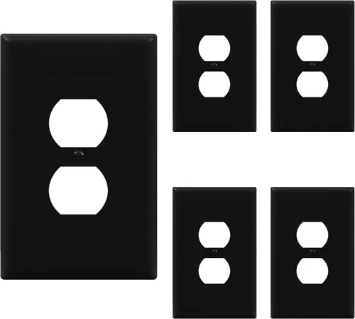 Miniatura 67 de ENERLITES Placa de pared de salida de receptáculo dúplex de tamaño mediano, placas de cubiertas de toma de corriente, tamaño medio de 1 banda, 4.88