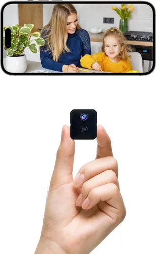 javiscam Mini cámara, cámara de niñera HD 4K para el hogar con batería más larga, detección de movimiento, control de aplicaciones, almacenamiento