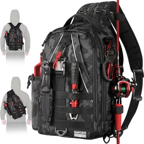 Miniatura 12 de Mochila de Pesca Ghosthorn con Bolsa de Aparejos y Bandolera - Mochila con Soporte para Caña - Caja de Aparejos Ligera para Regalos de Pesca