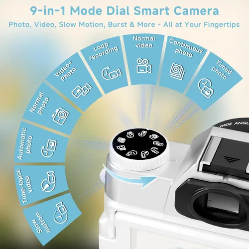 Miniatura 8 de Cámara digital 6K para enfoque automático de fotografía, cámara WiFi de vlogging mejorada 2026 para YouTube con pantalla abatible de 180° de 3 Blanco