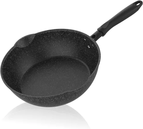 Sunhouse – Sartén antiadherente de 10 pulgadas / 26 cm para freír en profundidad con doble salida de vertido, revestimiento antiadherente de 5 capas