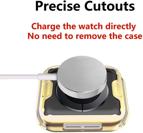 Miniatura 4 de Paquete de 4 fundas compatibles con Apple Watch Series 9/8/7 – protector de pantalla de 1.614 pulgadas, TPU suave, cobertura completa, chapada, a