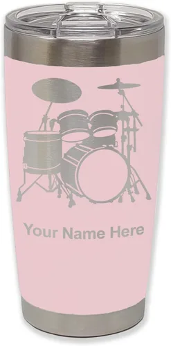 Miniatura 14 de LaserGram Vaso aislado al vacío de 20 onzas, juego de batería, grabado personalizado incluido (negro)