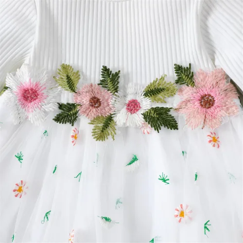 Miniatura 4 de PATPAT Baby Girl Dress Long Sleeve Tutu Dress Infant Girl Tulle Dress Flower Girl Party Birthday Princess Dresses